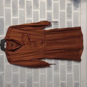 100% Silk Ann Taylor Women's Dusty Copper Lightweight Mini Dress Size 2